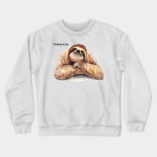 Sloth Thinking Of You Watercolor Hand Drawn Crewneck Sweatshirt